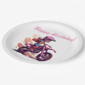 Uitnodiging voor speciale meisjesmotocross papieren bordje (Gekanteld)