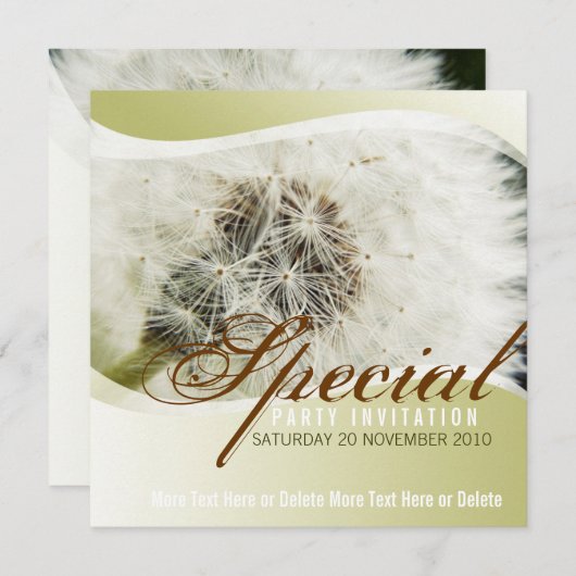 Uitnodiging voor speciale partij Dandelion (Voorkant / Achterkant)