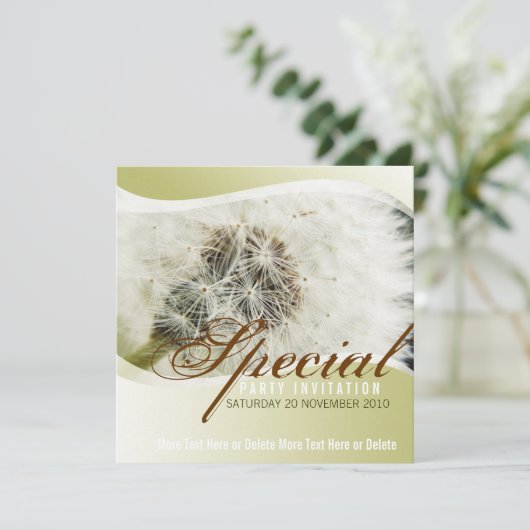 Uitnodiging voor speciale partij Dandelion (Staand voorkant)