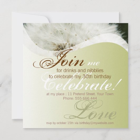 Uitnodiging voor speciale partij Dandelion (Achterkant)