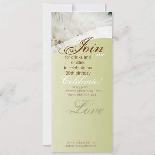 Uitnodiging voor speciale partij Dandelion (Achterkant)