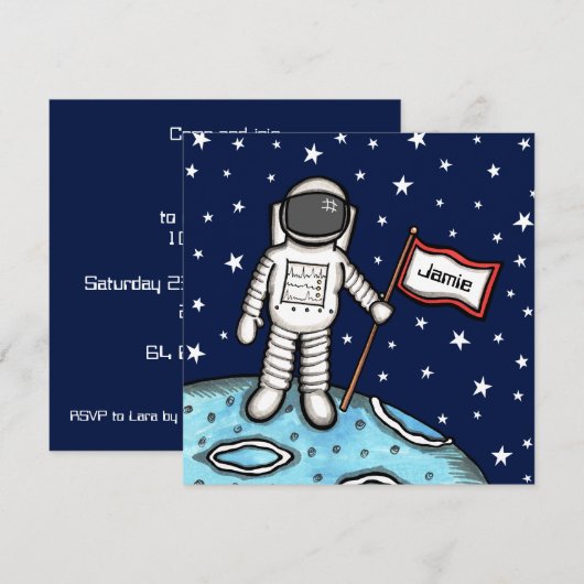 Uitnodiging voor speciale ruimteastronaut (Voorkant / Achterkant)