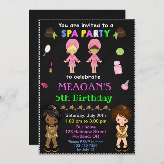 Uitnodiging voor speciale viering Makeup-sleepover (Voorkant / Achterkant)