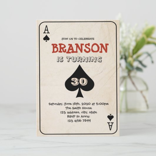 Uitnodiging voor speelkaarten (Staand voorkant)