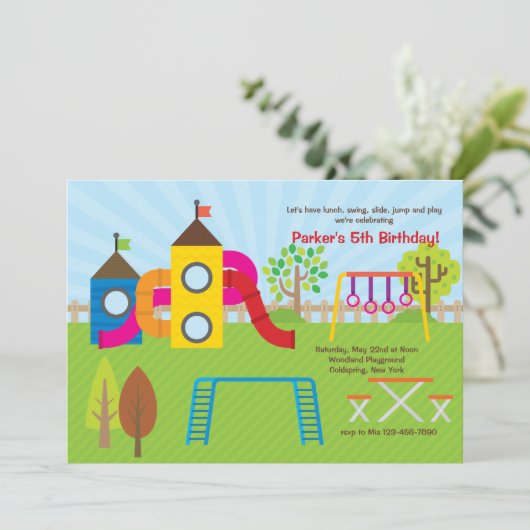 Uitnodiging voor speelplaatsen (Staand voorkant)