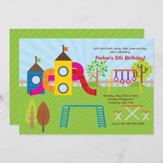 Uitnodiging voor speelplaatsen (Voorkant / Achterkant)