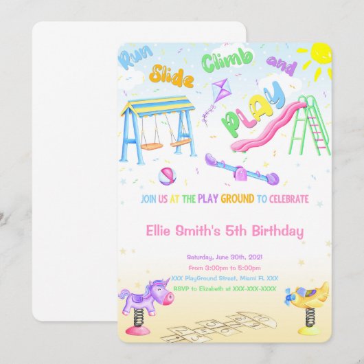 Uitnodiging voor speelplaatsen (Voorkant / Achterkant)