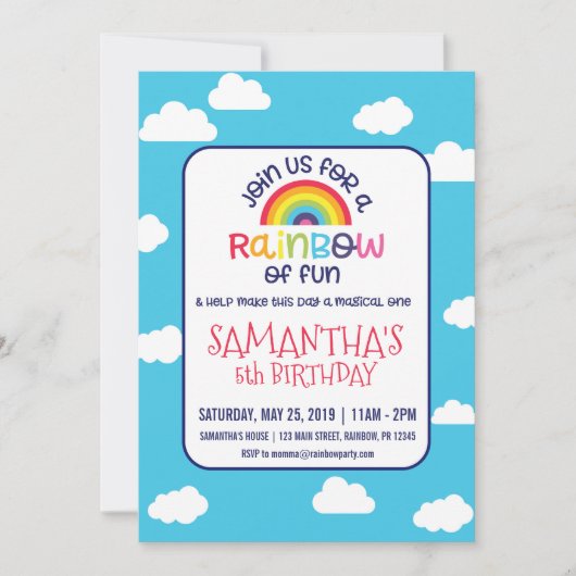 Uitnodiging voor speelse regenboogdag (Voorkant)