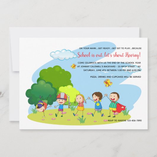Uitnodiging voor spelende kinderen (Voorkant)