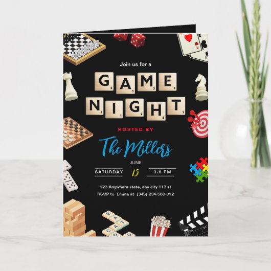 Uitnodiging voor spelletjesavond, Housewarmingfees (Voorkant)