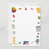 Uitnodiging voor spelletjesavond kinderverjaardags (Achterkant)