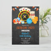 Uitnodiging voor spelletjesavond verjaardagsfeest (Staand voorkant)