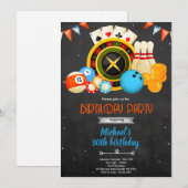 Uitnodiging voor spelletjesavond verjaardagsfeest (Voorkant / Achterkant)
