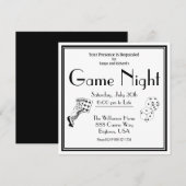 Uitnodiging voor spelletjesavond zwart en wit (Voorkant / Achterkant)