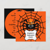 Uitnodiging voor Spider Web Halloween Party (Voorkant / Achterkant)