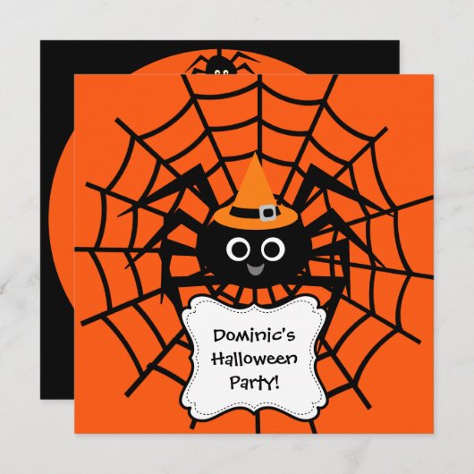 Uitnodiging voor Spider Web Halloween Party (Voorkant / Achterkant)