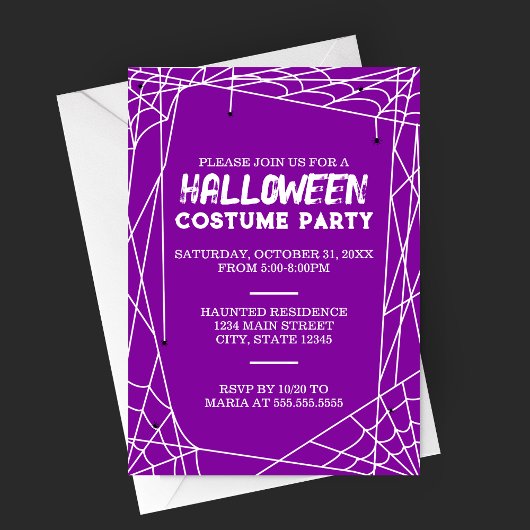 Uitnodiging voor spinnenweb Halloweenfeest
