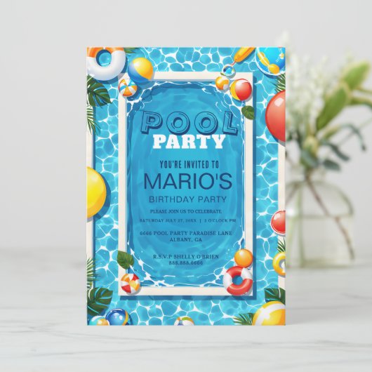 Uitnodiging voor Splash Pad-feestje - Op maat gema (Staand voorkant)