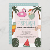Uitnodiging voor Splash Pool Party Bachelorette-we (Voorkant / Achterkant)