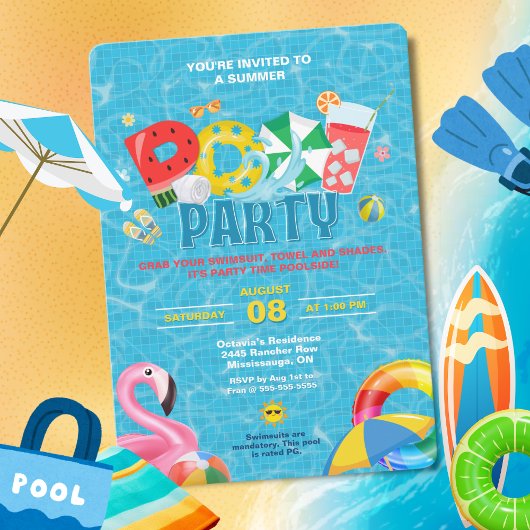 Uitnodiging voor Splish Splash Pool Party