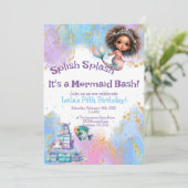 Uitnodiging voor Splish Splash Zeemeermin Feestje (Staand voorkant)