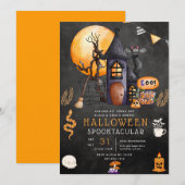 Uitnodiging voor spookhuis Halloween-feest (Voorkant / Achterkant)