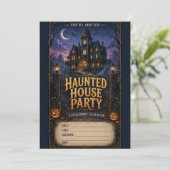 Uitnodiging voor spookhuisfeest (Staand voorkant)
