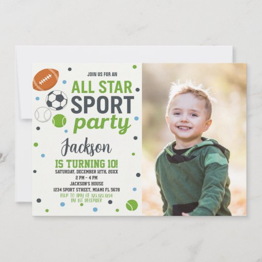 Uitnodiging voor sportverjaardag (Voorkant)