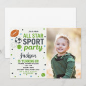 Uitnodiging voor sportverjaardag (Voorkant / Achterkant)