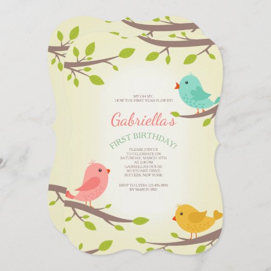 Uitnodiging voor Spring Birds (Voorkant / Achterkant)