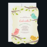 Uitnodiging voor Spring Birds<br><div class="desc">Drie lieve vogeltjes op boomtakken luiden een verjaardagsfeest in. Uitgelicht als een eerste verjaardagsuitnodiging, het is goed geschikt voor alle leeftijden.Ontworpen door Freepik). () De kaart is eenvoudig aan te passen met uw tekst, lettertype, lettertypekleur en keuze uit zes papiertypen.Niet precies wat je zoekt? Al onze producten kunnen op maat...</div>