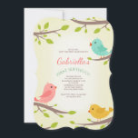 Uitnodiging voor Spring Birds<br><div class="desc">Drie lieve vogeltjes op boomtakken luiden een verjaardagsfeest in. Uitgelicht als een eerste verjaardagsuitnodiging, het is goed geschikt voor alle leeftijden.Ontworpen door Freepik). () De kaart is eenvoudig aan te passen met uw tekst, lettertype, lettertypekleur en keuze uit zes papiertypen.Niet precies wat je zoekt? Al onze producten kunnen op maat...</div>