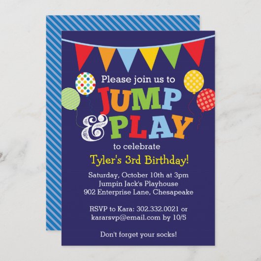 Uitnodiging voor springen en afspelen van ballonne (Voorkant / Achterkant)