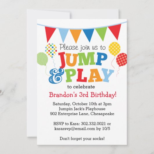Uitnodiging voor springen en afspelen van ballonne (Voorkant)