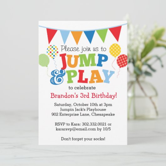 Uitnodiging voor springen en afspelen van ballonne (Staand voorkant)