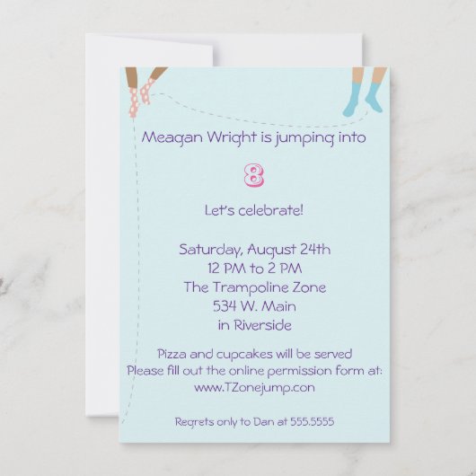 Uitnodiging voor springen en springen (Achterkant)