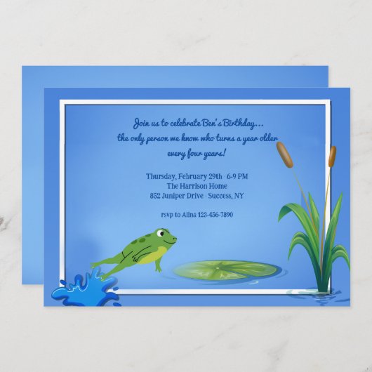 Uitnodiging voor springkikker (Voorkant / Achterkant)