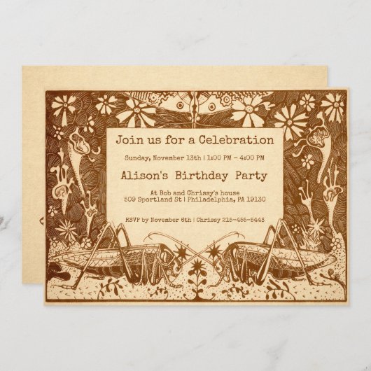 uitnodiging voor  sprinkhaan (Voorkant / Achterkant)