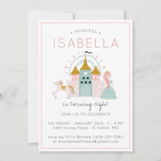 Uitnodiging voor Sprookjes Prinsessen Feestje (Voorkant)