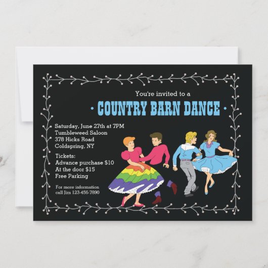 Uitnodiging voor Square Dance-partners (Voorkant)