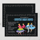 Uitnodiging voor Square Dance-partners (Voorkant / Achterkant)