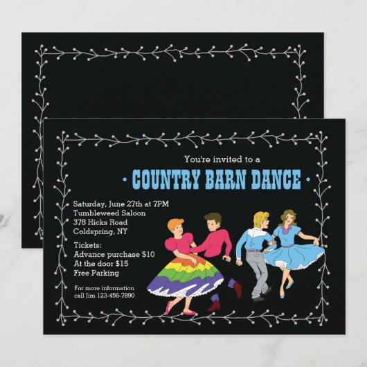 Uitnodiging voor Square Dancing Partners (Voorkant / Achterkant)