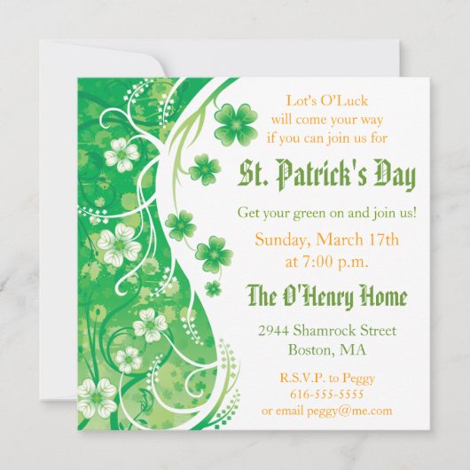 Uitnodiging voor St. Patrick's Dag Feestje (Voorkant)