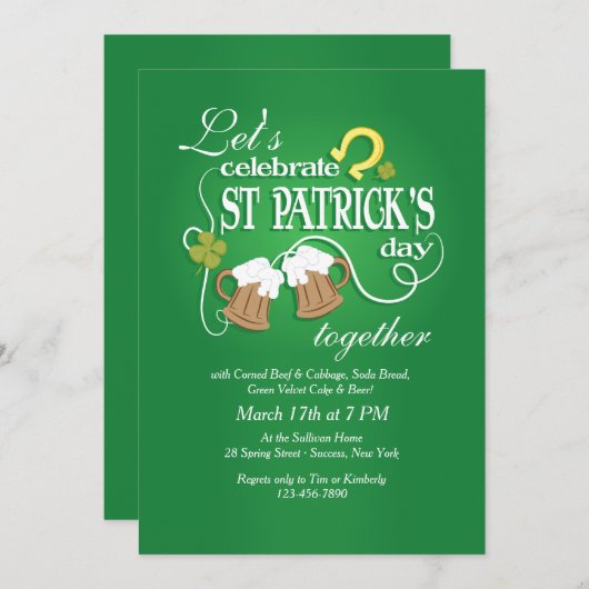 Uitnodiging voor St. Patrick's Day (Voorkant / Achterkant)