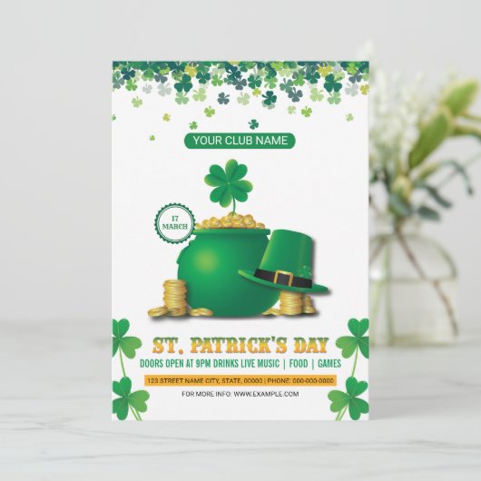 Uitnodiging voor St. Patrick's Day-feest (Staand voorkant)