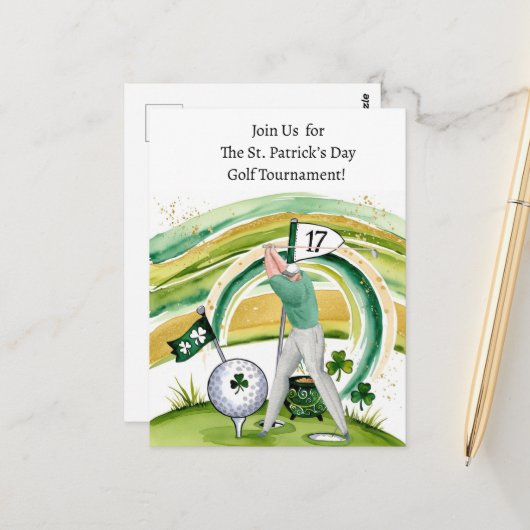 Uitnodiging voor St. Patrick's Day-golftoernooi (Voorkant / Achterkant in situ)
