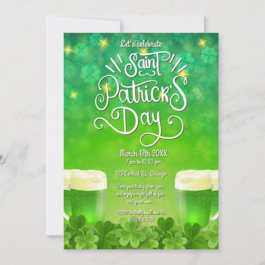 Uitnodiging voor St. Patrick's Day groene bierfees (Voorkant)