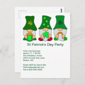 Uitnodiging voor St Patricks Day Party Gnomen (Voorkant / Achterkant)