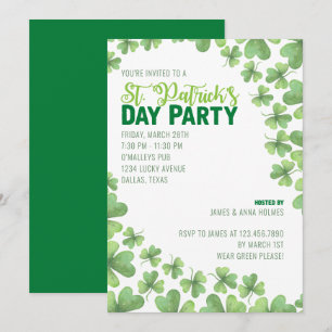 Uitnodiging voor St. Patrick's Day Shamrocks Feest