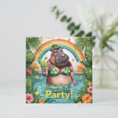 Uitnodiging voor St. Patrick's Tropical Pool Party (Staand voorkant)